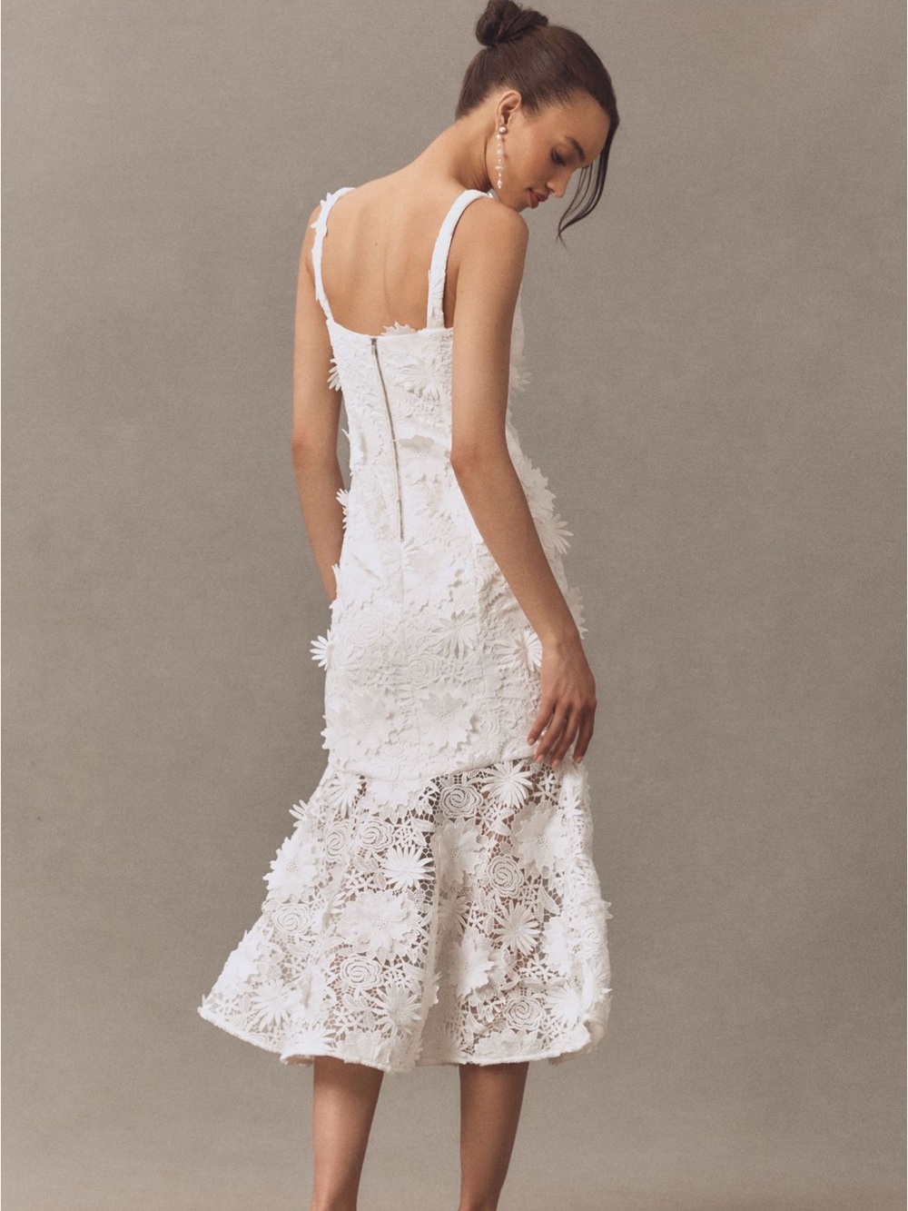 Bardot White Floral Appliqué Lace Midi Dress - Picture 2 of 5
